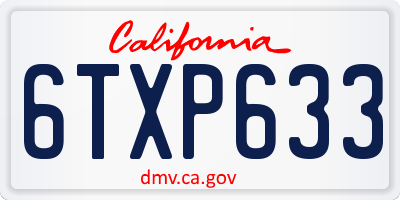 CA license plate 6TXP633