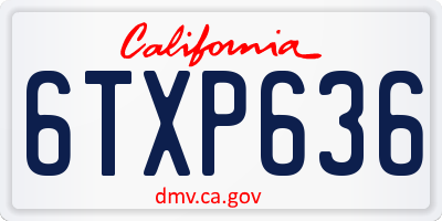 CA license plate 6TXP636
