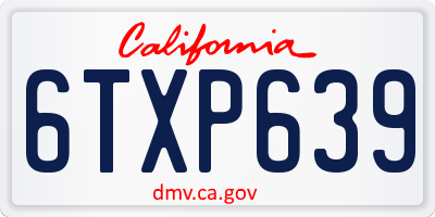 CA license plate 6TXP639