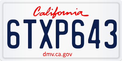 CA license plate 6TXP643