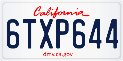 CA license plate 6TXP644