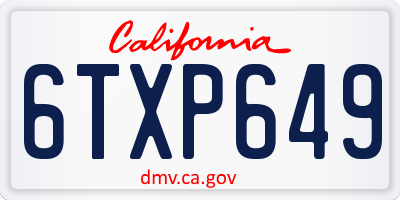 CA license plate 6TXP649