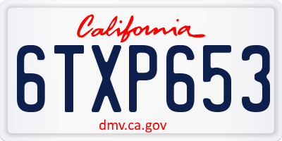 CA license plate 6TXP653