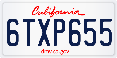 CA license plate 6TXP655