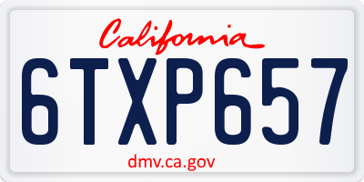 CA license plate 6TXP657