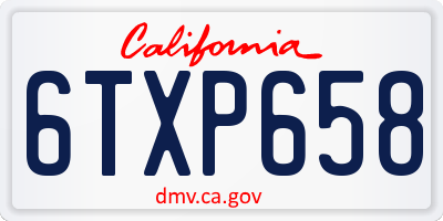 CA license plate 6TXP658
