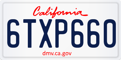 CA license plate 6TXP660