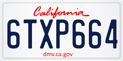 CA license plate 6TXP664