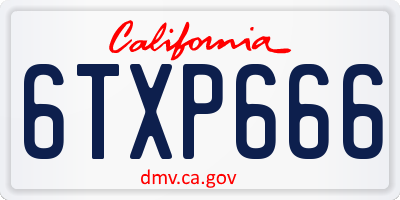 CA license plate 6TXP666