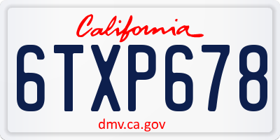 CA license plate 6TXP678