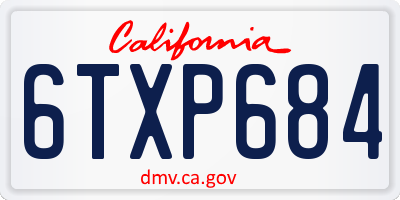 CA license plate 6TXP684