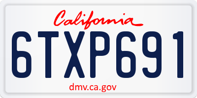 CA license plate 6TXP691