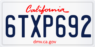 CA license plate 6TXP692