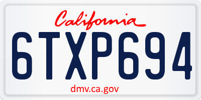 CA license plate 6TXP694