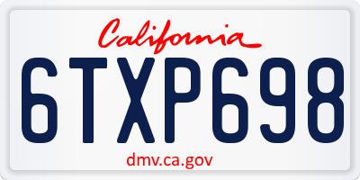 CA license plate 6TXP698