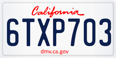 CA license plate 6TXP703