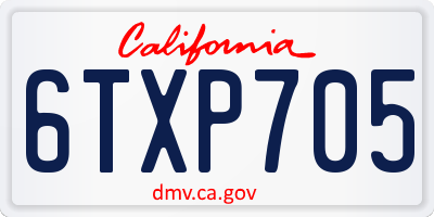 CA license plate 6TXP705