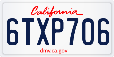 CA license plate 6TXP706