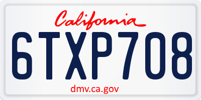 CA license plate 6TXP708