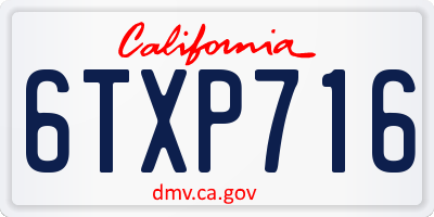 CA license plate 6TXP716