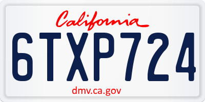 CA license plate 6TXP724