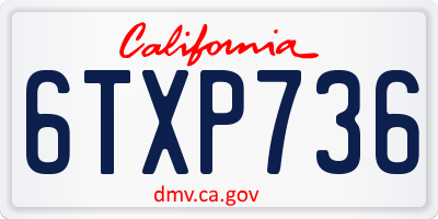 CA license plate 6TXP736