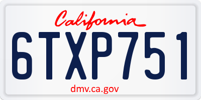 CA license plate 6TXP751