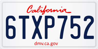 CA license plate 6TXP752