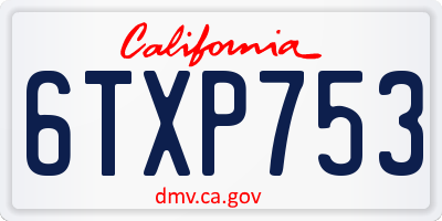 CA license plate 6TXP753