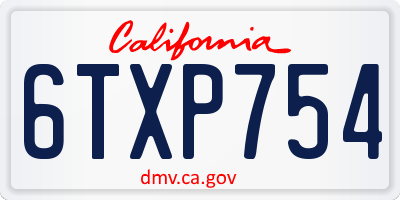 CA license plate 6TXP754