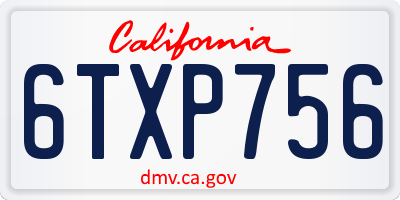 CA license plate 6TXP756