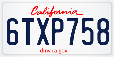 CA license plate 6TXP758
