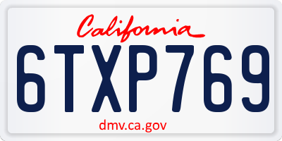 CA license plate 6TXP769