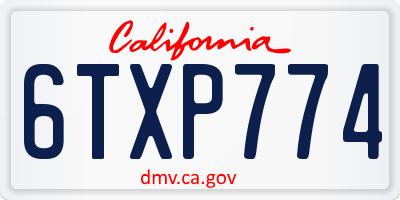 CA license plate 6TXP774