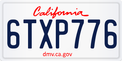 CA license plate 6TXP776