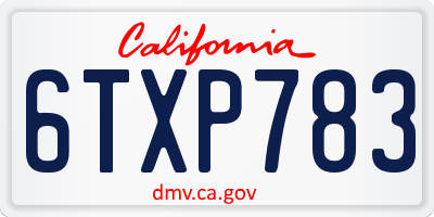 CA license plate 6TXP783