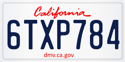 CA license plate 6TXP784