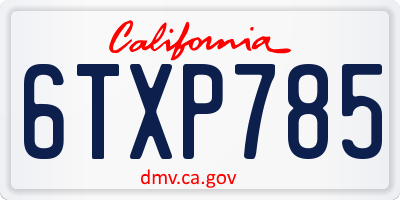 CA license plate 6TXP785
