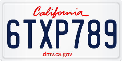 CA license plate 6TXP789