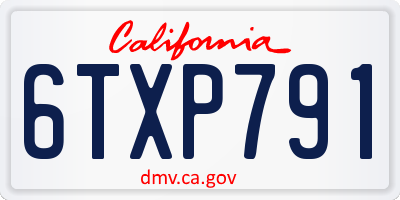 CA license plate 6TXP791