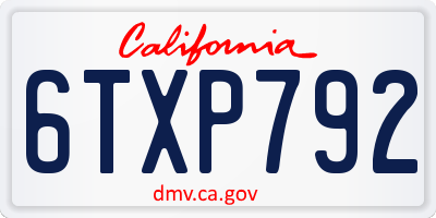 CA license plate 6TXP792