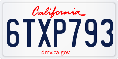 CA license plate 6TXP793