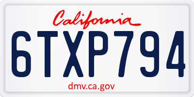 CA license plate 6TXP794