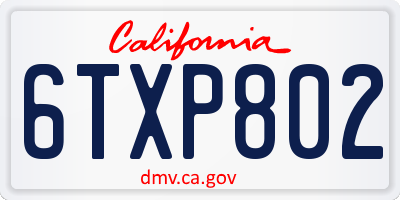 CA license plate 6TXP802