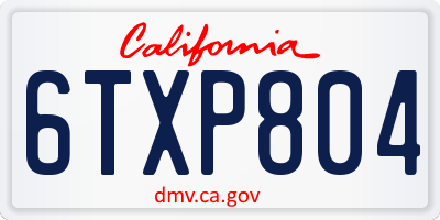 CA license plate 6TXP804