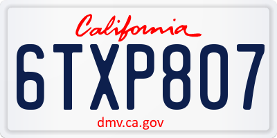 CA license plate 6TXP807