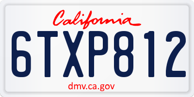 CA license plate 6TXP812