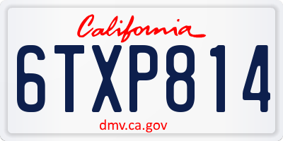 CA license plate 6TXP814