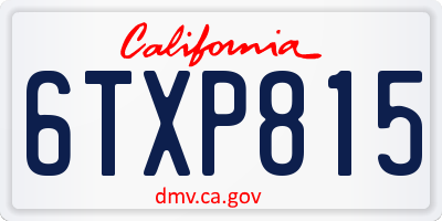 CA license plate 6TXP815