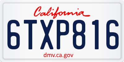 CA license plate 6TXP816